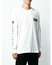 T-shirt à manche longue imprimé blanc Tommy Jeans