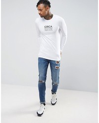 T-shirt à manche longue imprimé blanc Asos