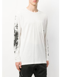 T-shirt à manche longue imprimé blanc Stone Island Shadow Project