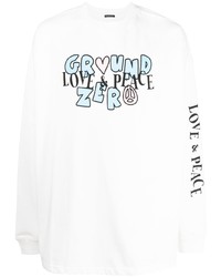 T-shirt à manche longue imprimé blanc Ground Zero