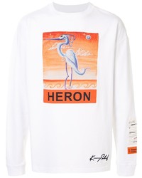 T-shirt à manche longue imprimé blanc Heron Preston