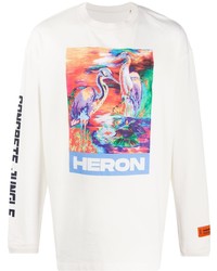 T-shirt à manche longue imprimé blanc Heron Preston