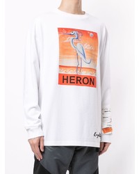 T-shirt à manche longue imprimé blanc Heron Preston