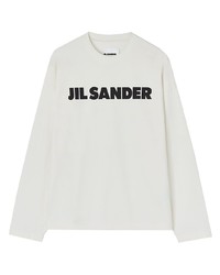 T-shirt à manche longue imprimé blanc Jil Sander