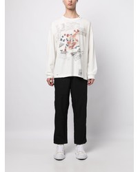 T-shirt à manche longue imprimé blanc Maison Mihara Yasuhiro