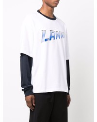 T-shirt à manche longue imprimé blanc Lanvin