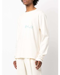 T-shirt à manche longue imprimé blanc Rhude