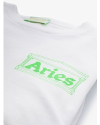 T-shirt à manche longue imprimé blanc Aries