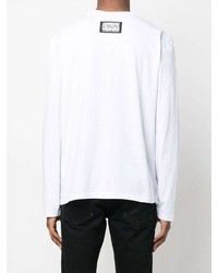 T-shirt à manche longue imprimé blanc Just Cavalli