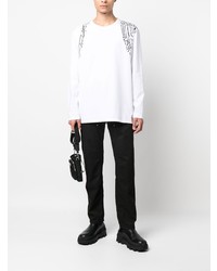 T-shirt à manche longue imprimé blanc Alexander McQueen
