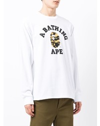 T-shirt à manche longue imprimé blanc A Bathing Ape