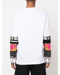 T-shirt à manche longue imprimé blanc Versace