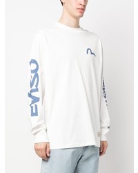 T-shirt à manche longue imprimé blanc Evisu