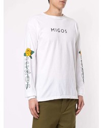 T-shirt à manche longue imprimé blanc migos