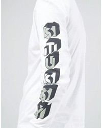 T-shirt à manche longue imprimé blanc Stussy