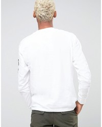 T-shirt à manche longue imprimé blanc Stussy