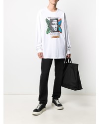 T-shirt à manche longue imprimé blanc Stussy