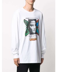 T-shirt à manche longue imprimé blanc Stussy