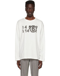 T-shirt à manche longue imprimé blanc MM6 MAISON MARGIELA