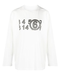 T-shirt à manche longue imprimé blanc MM6 MAISON MARGIELA