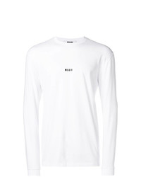 T-shirt à manche longue imprimé blanc MSGM