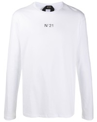 T-shirt à manche longue imprimé blanc N°21
