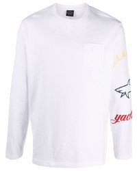 T-shirt à manche longue imprimé blanc Paul & Shark