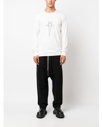 T-shirt à manche longue imprimé blanc Rick Owens DRKSHDW