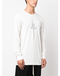 T-shirt à manche longue imprimé blanc Rick Owens DRKSHDW