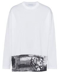 T-shirt à manche longue imprimé blanc Prada
