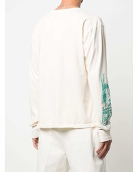 T-shirt à manche longue imprimé blanc Rhude