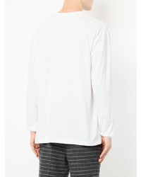 T-shirt à manche longue imprimé blanc MSGM