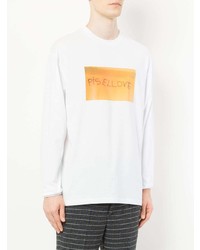 T-shirt à manche longue imprimé blanc MSGM