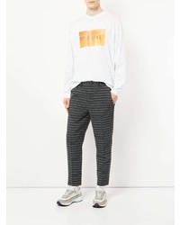 T-shirt à manche longue imprimé blanc MSGM