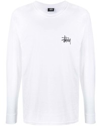 T-shirt à manche longue imprimé blanc Stussy