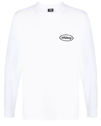 T-shirt à manche longue imprimé blanc Stussy