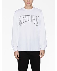 T-shirt à manche longue imprimé blanc Amiri