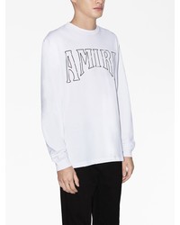 T-shirt à manche longue imprimé blanc Amiri