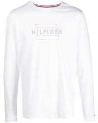 T-shirt à manche longue imprimé blanc Tommy Hilfiger