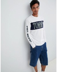 T-shirt à manche longue imprimé blanc Tommy Jeans