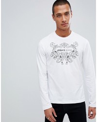 T-shirt à manche longue imprimé blanc Versace Jeans