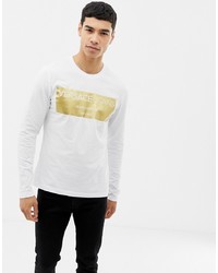 T-shirt à manche longue imprimé blanc Versace Jeans