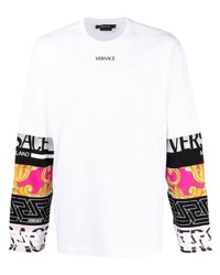 T-shirt à manche longue imprimé blanc Versace