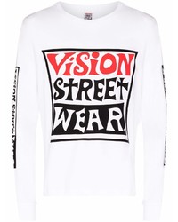 T-shirt à manche longue imprimé blanc Vision Street Wear