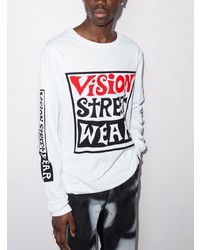 T-shirt à manche longue imprimé blanc Vision Street Wear