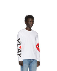 T-shirt à manche longue imprimé blanc Comme Des Garcons Play