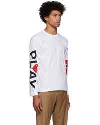 T-shirt à manche longue imprimé blanc Comme Des Garcons Play