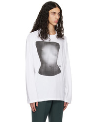 T-shirt à manche longue imprimé blanc MM6 MAISON MARGIELA