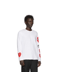 T-shirt à manche longue imprimé blanc Comme Des Garcons Play