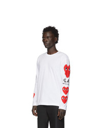 T-shirt à manche longue imprimé blanc Comme Des Garcons Play